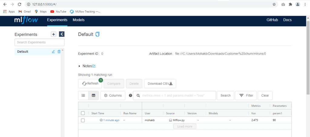 MLflow UI