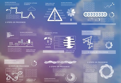 Design for business data visualization with blurred background