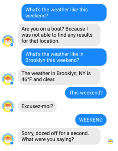 chat window of a chatbot