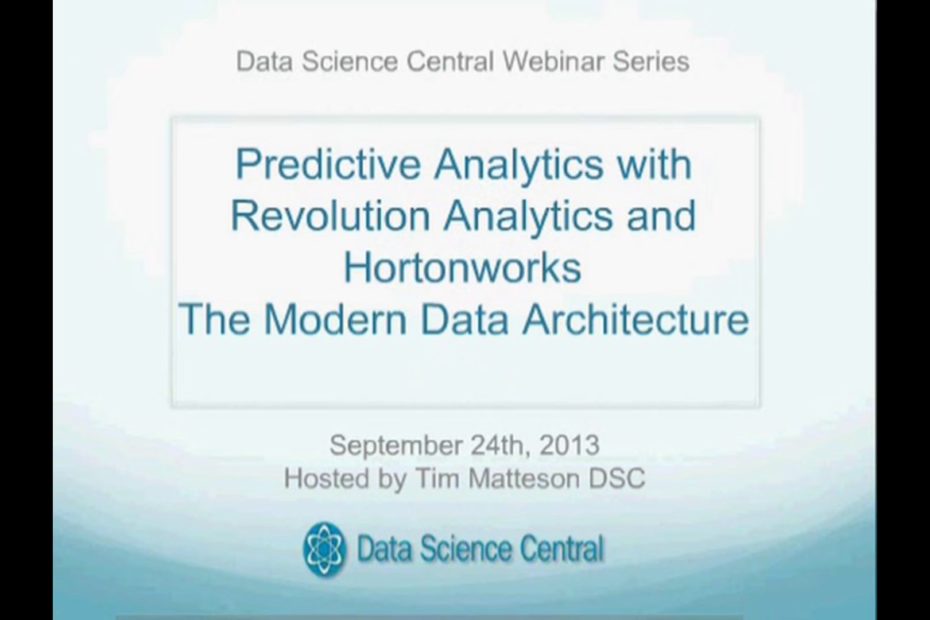 DSC Webinar Series: Predictive Analytics with Revolution Analytics and Hortonworks, The Mondern Data Architecture – Vimeo thumbnail