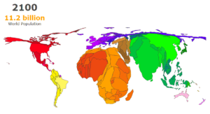 world population cartogram 2100
