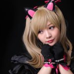 Japan anime cosplay , portrait of girl cosplay isolated in black