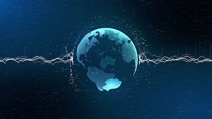 3d animation information unites stripes hold Earth model