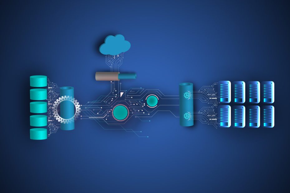 Concept of cloud and on-premise application integration, connect