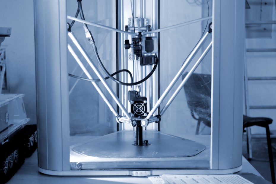 The process of working 3D printer and creating a three-dimensional object