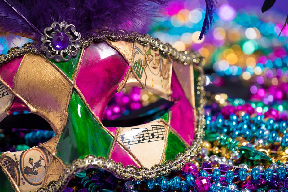 Mardi Gras Mask and beads