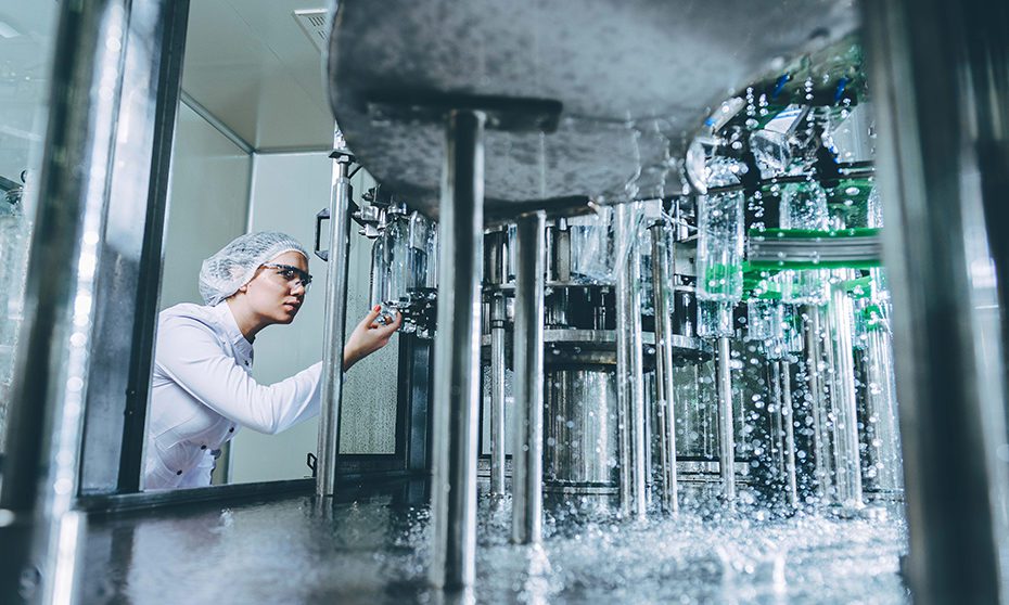 Water bottling line for processing and bottling pure spring water