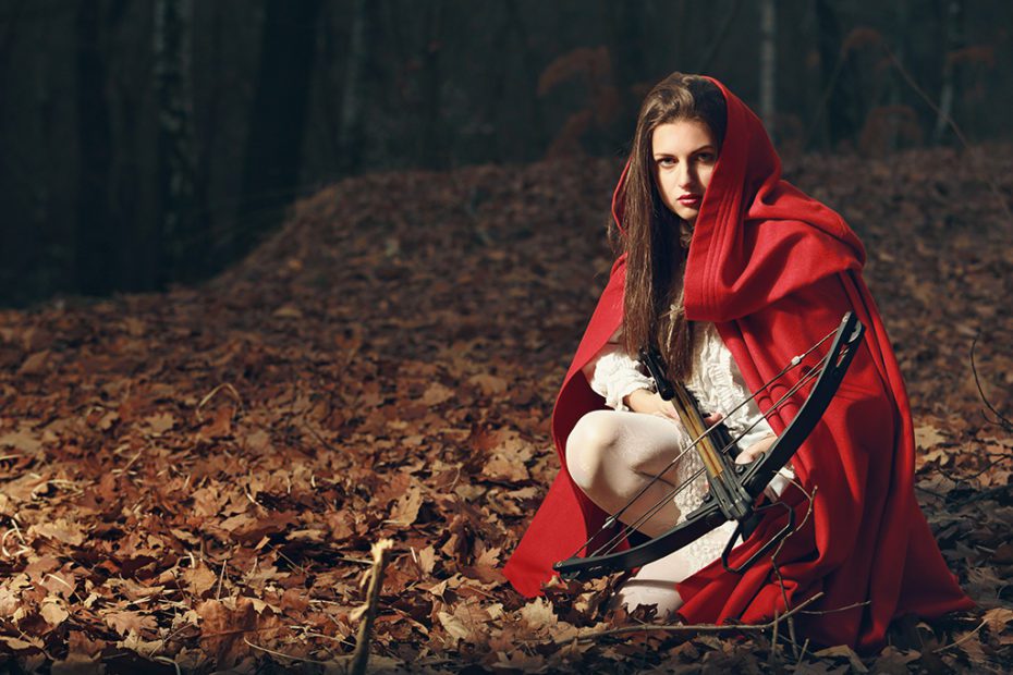 Little red riding hood  in the dark forest