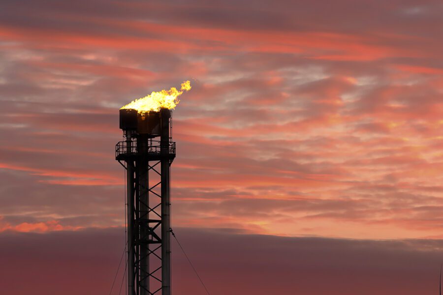 Gas plant flaring at a gas terminal