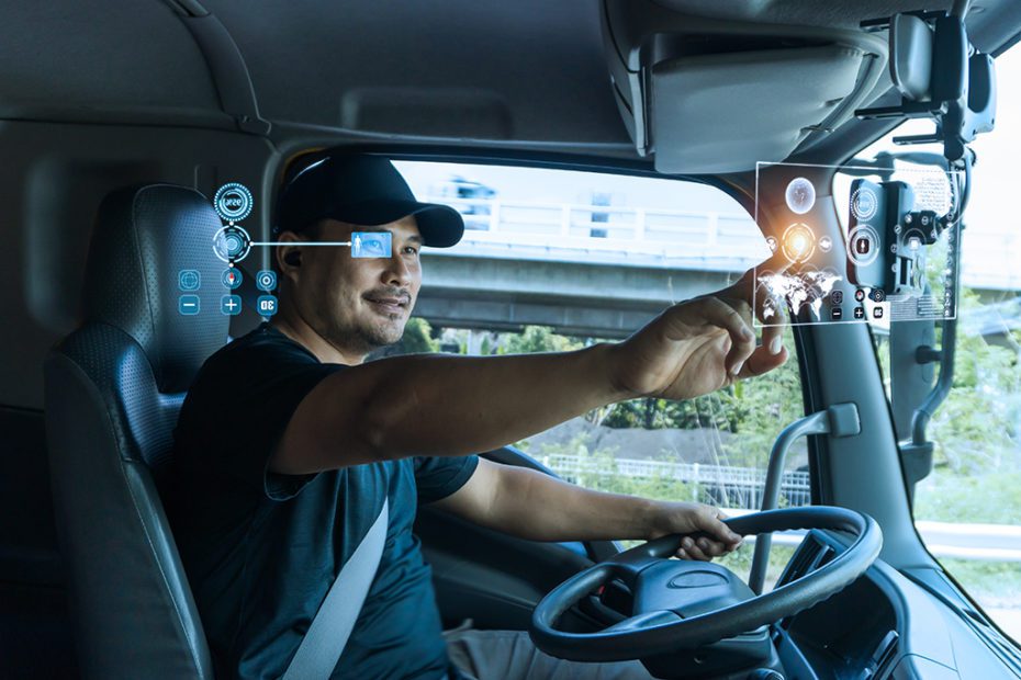 Truck driver find their location on  digital map.