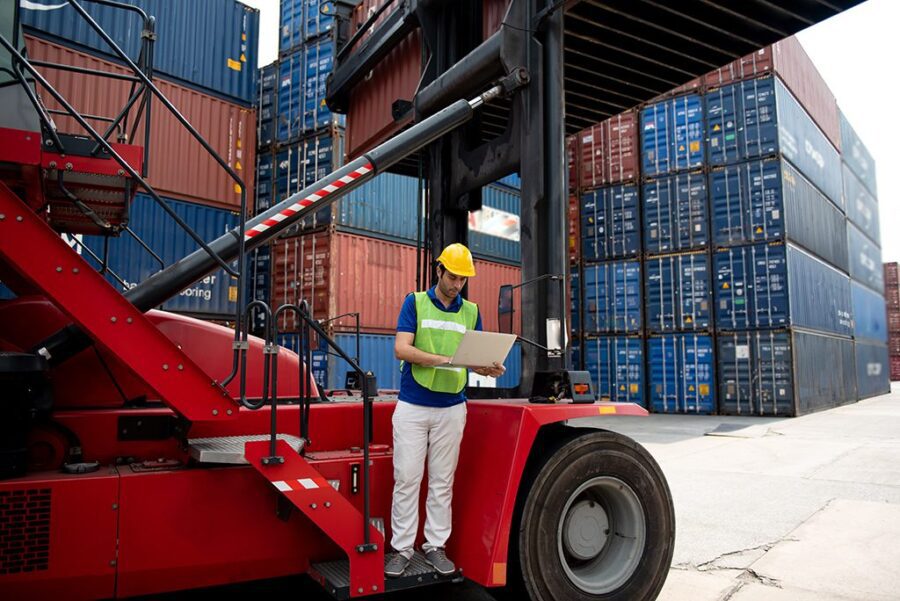 Young man working in the field of logistics or supply chain mana