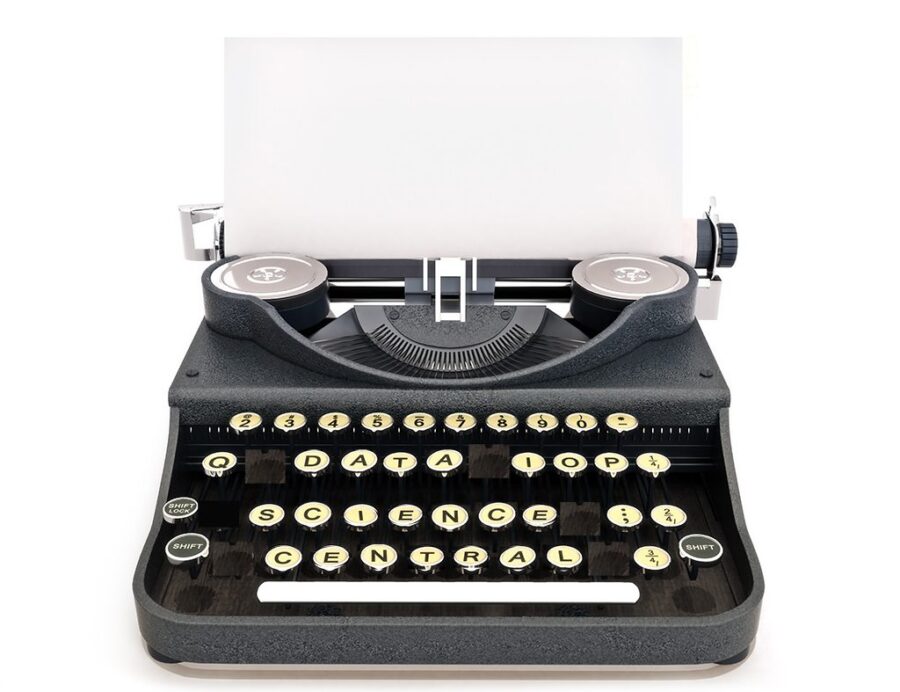 Retro vintage typewriter with paper, room for text