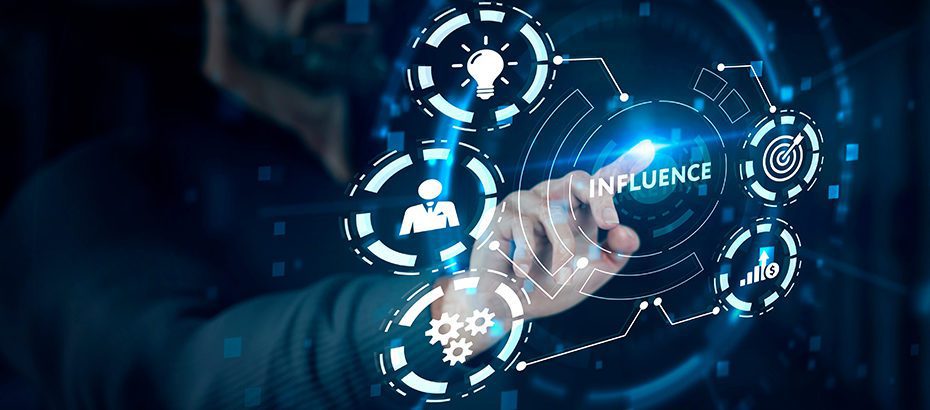 Influencer marketing concept. Business, Technology, Internet and network concept.