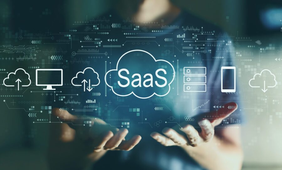 SaaS – software as a service concept with young man