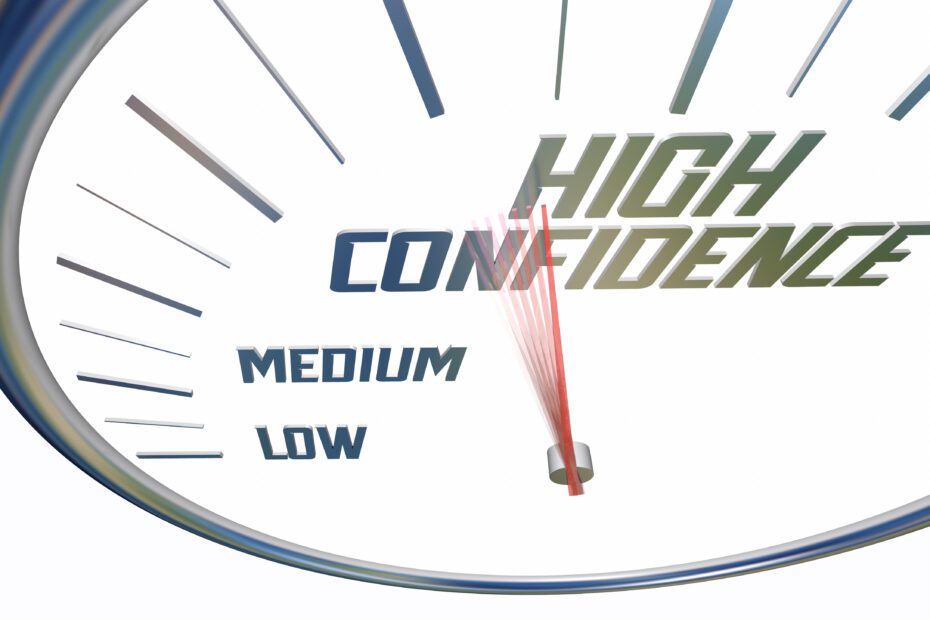 High Confidence Level Rating Score Speedometer 3d Illustration