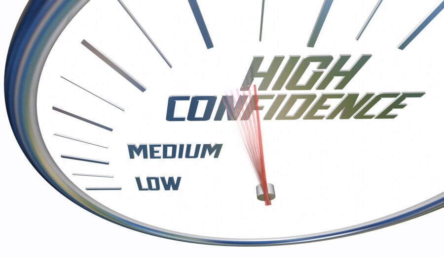 High Confidence Level Rating Score Speedometer 3d Illustration