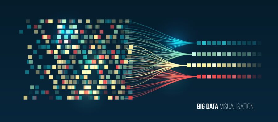 Abstract stream information with ball array and binary code. Fil