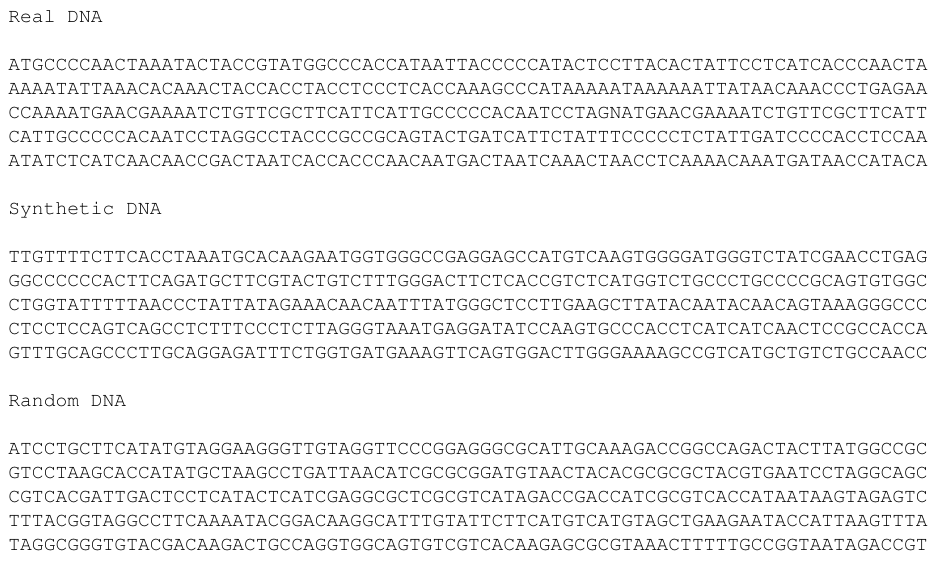 Trois séquences d'ADN