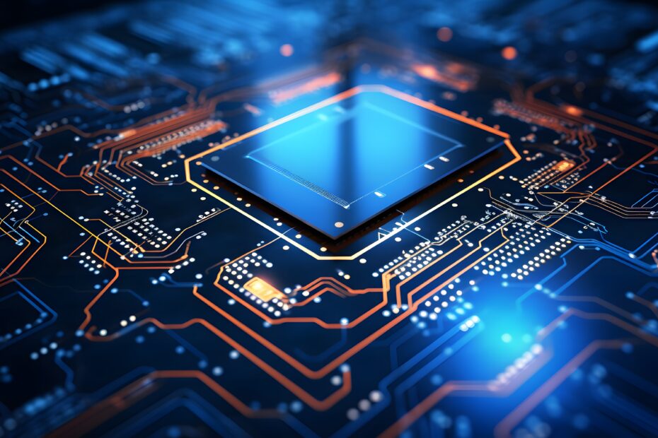 Abstract technology chip processor background circuit.