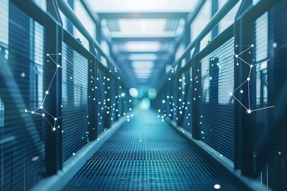 A visual bridge connecting data silos for system communication and integration. Concept Data Integration, System Communication, Visual Representation, Synchronization, Bridging Silos