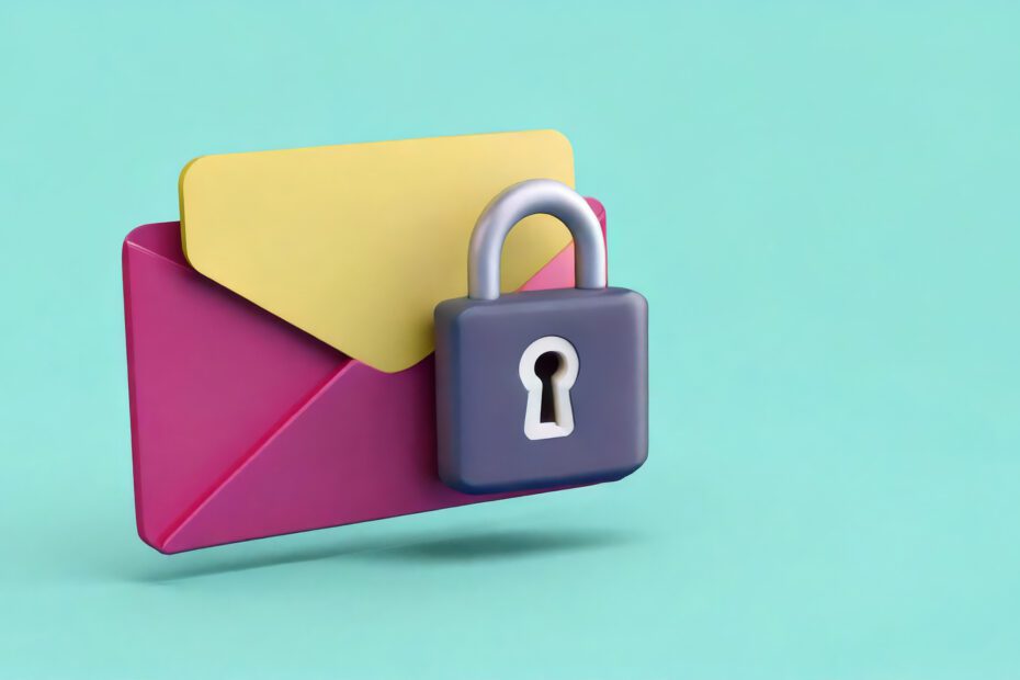 A colorful envelope with a padlock symbolizing secure communication and privacy.