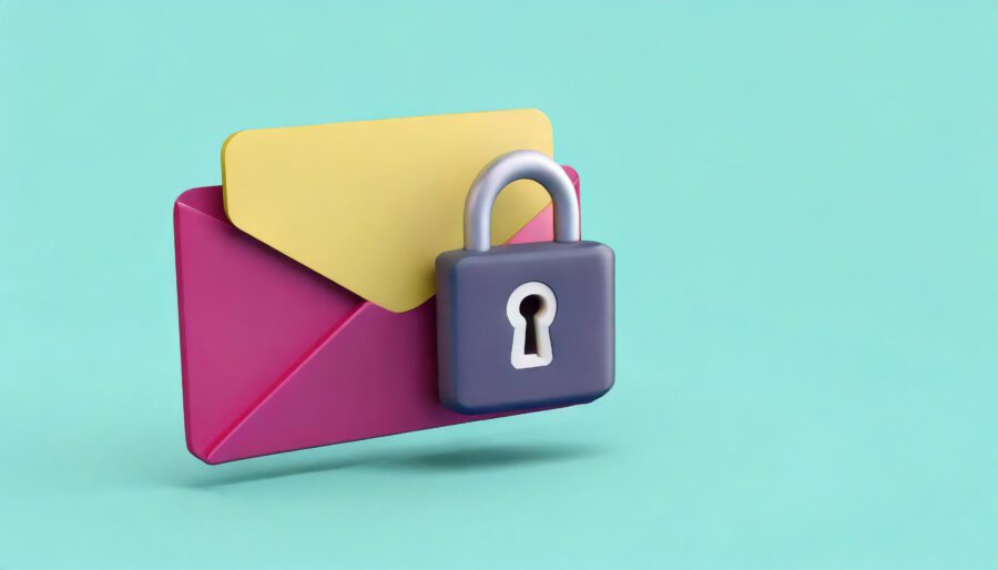 A colorful envelope with a padlock symbolizing secure communication and privacy.